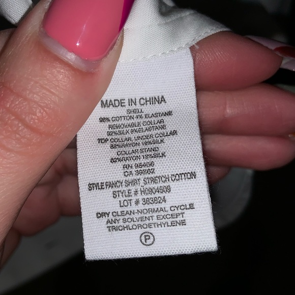 Theory Detachable Velvet Collar Fancy Button Down White Shirt –– NWT - Picture 16 of 17